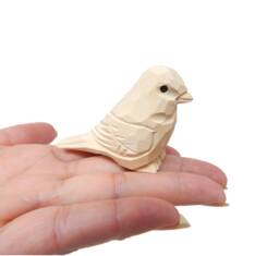 Unfinished Bird Wooden Figurine - Diy Hand Carved Craft Project Decor - thumbnail 1