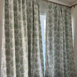 1 Pair Of Toile Print Curtains Collection, Vintage Style Curtains, Window Treatments, Green, Sage Green Jamestown Print - thumbnail 2