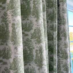 1 Pair Of Toile Print Curtains Collection, Vintage Style Curtains, Window Treatments, Green, Sage Green Jamestown Print - thumbnail 3