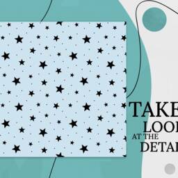 Stars Stamps Pattern Vinyl Flooring, Blue Retro Floor Art, Black Gift For Her, Geometric Bedroom Inspirations, Sheet Flooring - thumbnail 2