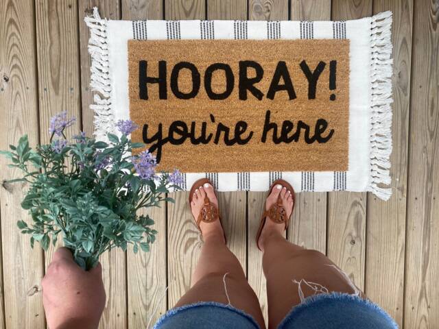 Hooray You're Here Doormat, Summer Spring Classroom Teacher Gift - image 1