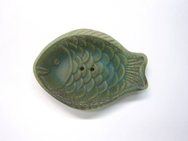 Soap Dish in Moss Green Glaze, Handmade Ceramic - image 1