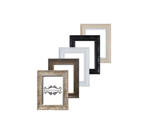 Muse Ornate Wide Shabby Chic Photo Frame Antique Walnut White Matt Black A1/A2/A3/A4/A5 Aizes Available - image 1