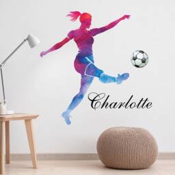 Personalised Girls Football Strike Wall Decals Female Player Vinyl Bedroom Decor - thumbnail 2