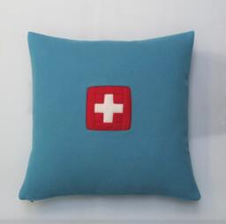 Hand-Sewn Wool Cushion Cover, 45 X cm - 18 18 Inch, With Swiss Cross