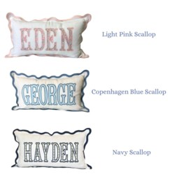 12x20 in Personalized Scalloped Applique Name & Monogram Pillow Cover - thumbnail 3