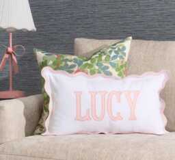 12x20 in Personalized Scalloped Applique Name & Monogram Pillow Cover - thumbnail 1