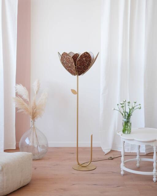 Floor Lamp & Lampshade Double Flower - Leopard - image 1