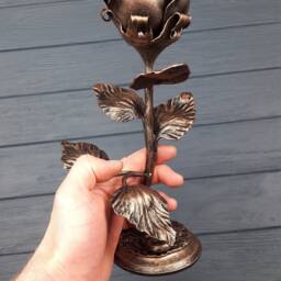 Rose Forged Metal Sculpture 6Th Wedding Gift Blacksmith Rose Steel Forged Iron Anniversary Roses Iron - thumbnail 4