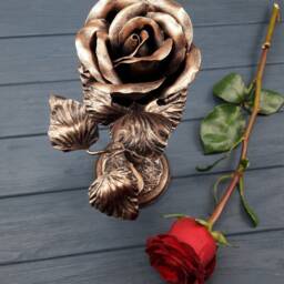 Rose Forged Metal Sculpture 6Th Wedding Gift Blacksmith Rose Steel Forged Iron Anniversary Roses Iron - thumbnail 2