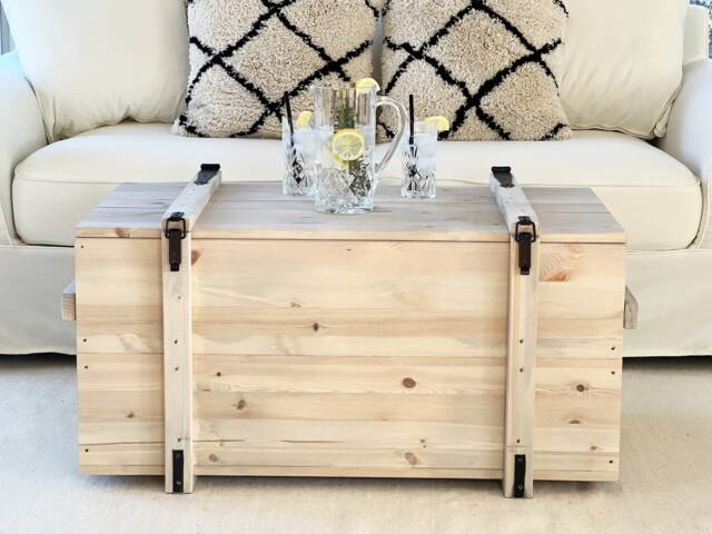 Coffee Table Chest Wooden Box Vintage Shabby Chic - image 1