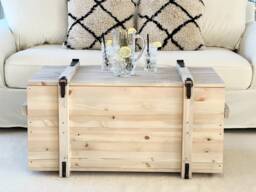 Coffee Table Chest Wooden Box Vintage Shabby Chic - thumbnail 1