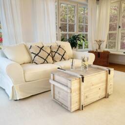 Coffee Table Chest Wooden Box Vintage Shabby Chic - thumbnail 4