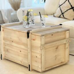 Coffee Table Chest Wooden Box Vintage Shabby Chic - thumbnail 3