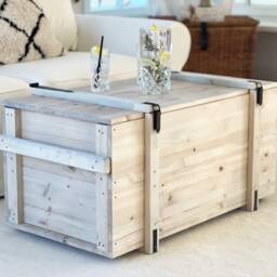 Coffee Table Chest Wooden Box Vintage Shabby Chic - thumbnail 2