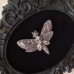 Gothic Death's Head Moth Wall Decor Baroque Oval Frame, Macabre Art - thumbnail 2