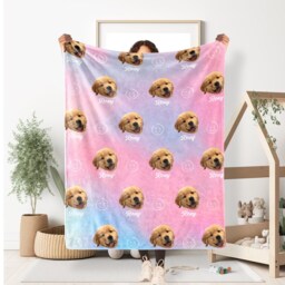 Personalized Pet Head Face Blanket, Picture Blanket With Name, Memorial Dog Photo Blanket Cat Gift - thumbnail 2