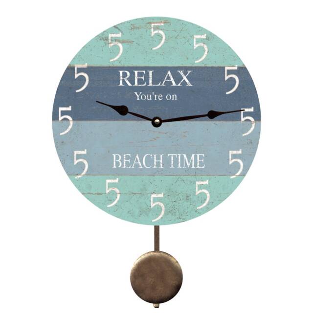 Nautical Five O'clock Beach Clock With Swinging Pendulum - image 1