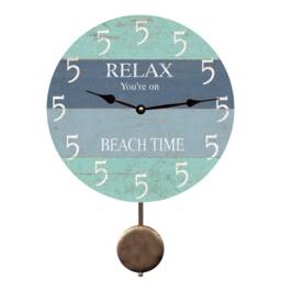 Nautical Five O'clock Beach Clock With Swinging Pendulum - thumbnail 1