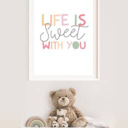 Life Is Sweet Print, Girls Nursery Kitchen Wall Art, Bedroom, Kids Pastel Prints, Playroom - thumbnail 3
