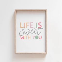 Life Is Sweet Print, Girls Nursery Kitchen Wall Art, Bedroom, Kids Pastel Prints, Playroom - thumbnail 1