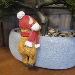 Christmas Highland Cow Pot Hangers - Cute Holiday Decorations For Planters, Festive Accessories, Farmhouse D??cor - thumbnail 3