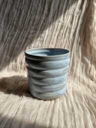 Blue Bubble Ceramic Planter, Handmade Glazed Pot, Blue Plant Large Vessel, Unique British Gift, Handcrafted Pots - thumbnail 1