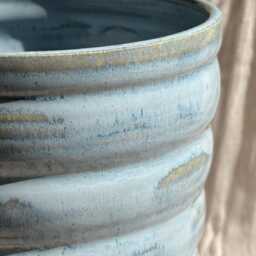 Blue Bubble Ceramic Planter, Handmade Glazed Pot, Blue Plant Large Vessel, Unique British Gift, Handcrafted Pots - thumbnail 2