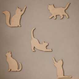 Wooden Cat Wall Decor Set - Nursery Animal Girls Bedroom Playroom Lover Gift Decal Stickers - thumbnail 2