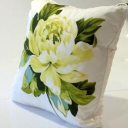 Designers Guild Peony Pillow Cover, Chartreuse Floral Cushion, Cotton & Silk - thumbnail 3