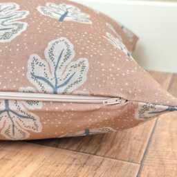 1686. Genoa Blush Pink Block Print Linen Look 100% Cotton Cushion Cover - thumbnail 2