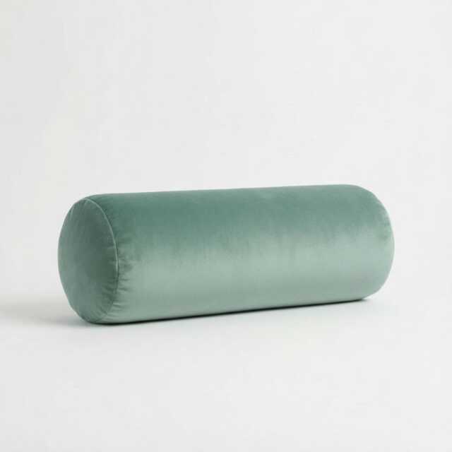 Plush Velvet Bolster Pillow Duck Egg Round Cushion, Neck & Back Support - image 1