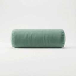 Plush Velvet Bolster Pillow Duck Egg Round Cushion, Neck & Back Support - thumbnail 2