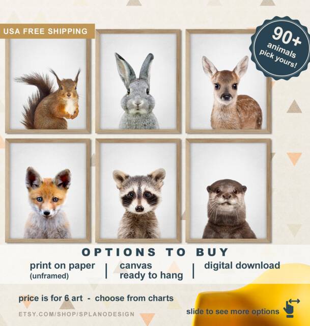 Woodland Animals For Baby, Kids Room Decor, Baby Forest Nursery, Animal Prints, Prints - image 1