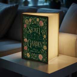 The Secret Garden Book Lamp, Enchanted Floral Folding Led Light, Frances Hodgson Burnett Reading Key Night Light - thumbnail 3