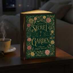The Secret Garden Book Lamp, Enchanted Floral Folding Led Light, Frances Hodgson Burnett Reading Key Night Light - thumbnail 2