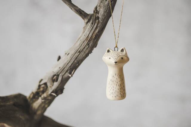 Wild Raccoon Ceramic Sculpture Hand Painted Christmas Ornament, Collectible Handmade Tree Decoration - image 1