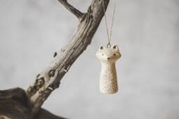 Wild Raccoon Ceramic Sculpture Hand Painted Christmas Ornament, Collectible Handmade Tree Decoration