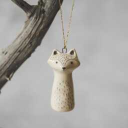 Wild Raccoon Ceramic Sculpture Hand Painted Christmas Ornament, Collectible Handmade Tree Decoration - thumbnail 4