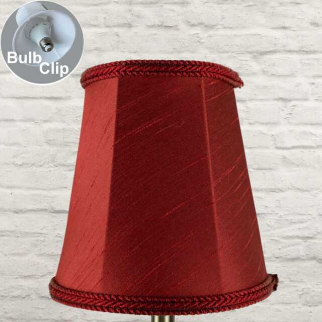 Burgundy Empire Chandelier Shade, Faux Silk Candle Clip Lampshade, Wall Light Handmade - image 1