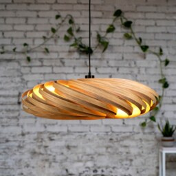 Large Hanging Lamp Made Of Oak Wood. Handmade Wooden From Cologne Studio - thumbnail 3