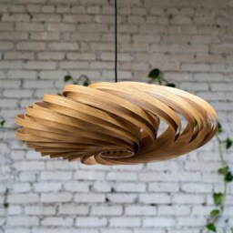 Large Hanging Lamp Made Of Oak Wood. Handmade Wooden From Cologne Studio - thumbnail 2