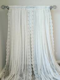Custom Made White Lace Elegance Embroidery Lace Floral Tulle For Living Room, Wedding Dining & Bed Room - thumbnail 1