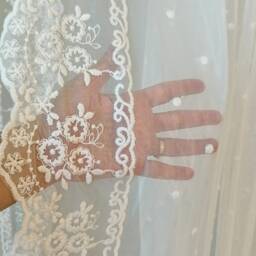 Custom Made White Lace Elegance Embroidery Lace Floral Tulle For Living Room, Wedding Dining & Bed Room - thumbnail 2