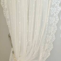 Custom Made White Lace Elegance Embroidery Lace Floral Tulle For Living Room, Wedding Dining & Bed Room - thumbnail 3