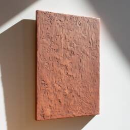 Japandi Red Textured Wall Art, Red Terracotta Earthy Artwork, Plaster Painting, Texture 3D Earth Tones Wabi Sabi Clay Artwork - thumbnail 2