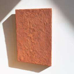 Japandi Red Textured Wall Art, Red Terracotta Earthy Artwork, Plaster Painting, Texture 3D Earth Tones Wabi Sabi Clay Artwork - thumbnail 3