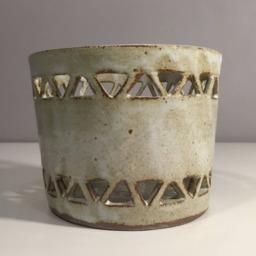 Hand Carved Ceramic Lantern, Rustic Triangle Decor