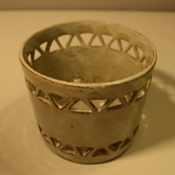 Hand Carved Ceramic Lantern, Rustic Triangle Decor - thumbnail 3