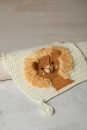 Crochet Lion Nursery Wall Hanging Handmade Cotton Decor With Tassels - thumbnail 1